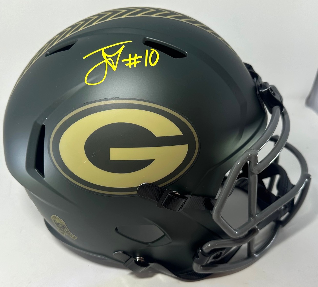 JORDAN LOVE SIGNED FULL SIZE PACKERS 2025 SALUTE AUTHENTIC SPEED HELMET - BAS