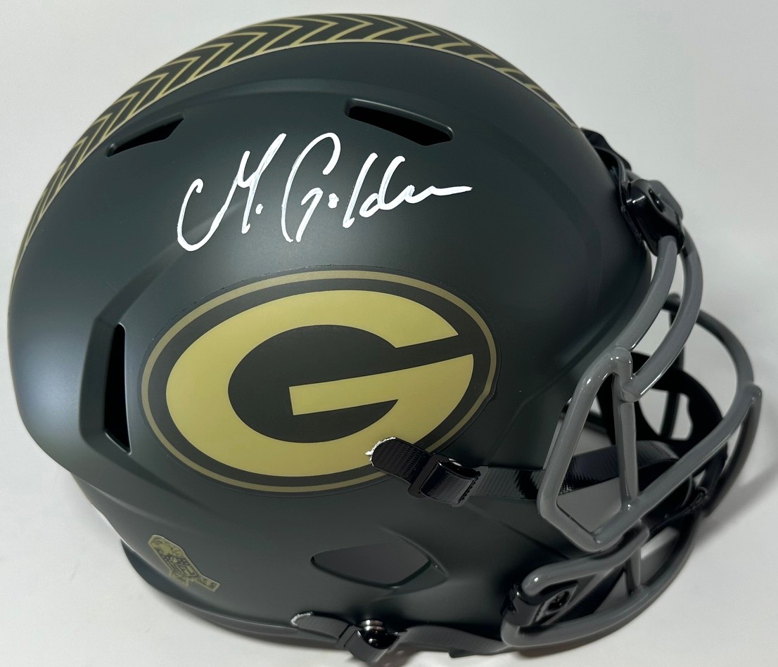 MATTHEW GOLDEN SIGNED FULL SIZE PACKERS 2025 SALUTE REPLICA SPEED HELMET - BAS