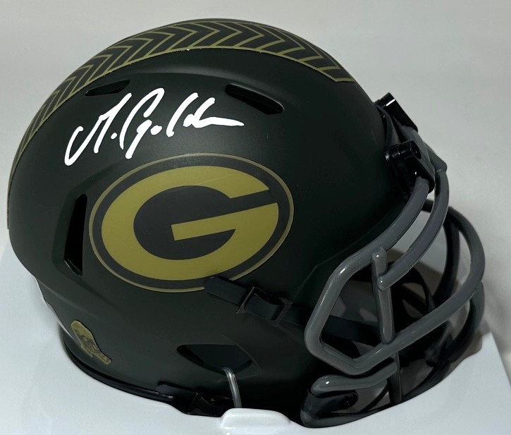 MATTHEW GOLDEN SIGNED PACKERS 2025 SALUTE SPEED MINI HELMET - BAS
