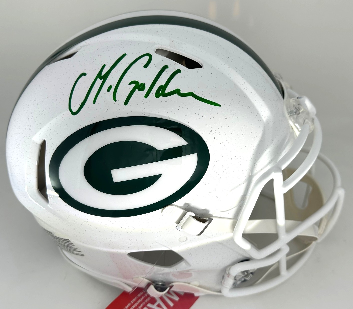 MATTHEW GOLDEN SIGNED FULL SIZE PACKERS ALTERNATE WHITE OUT AUTHENTIC SPEED HELMET - BAS