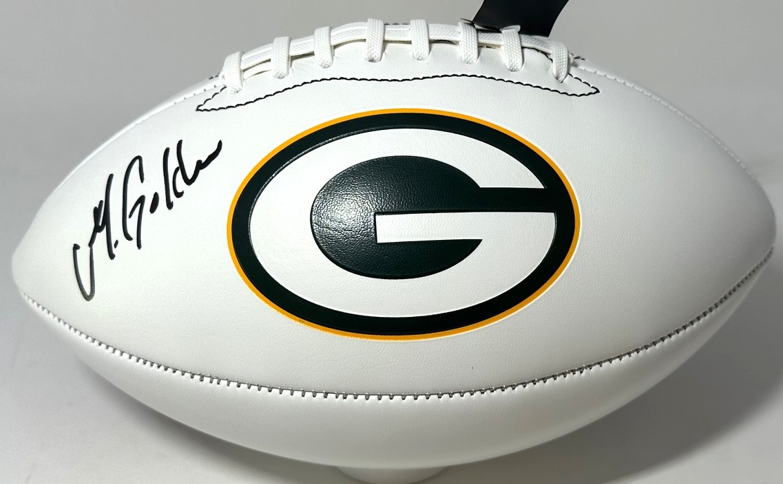MATTHEW GOLDEN SIGNED WILSON PACKERS LOGO WHITE PANEL FOOTBALL - BAS