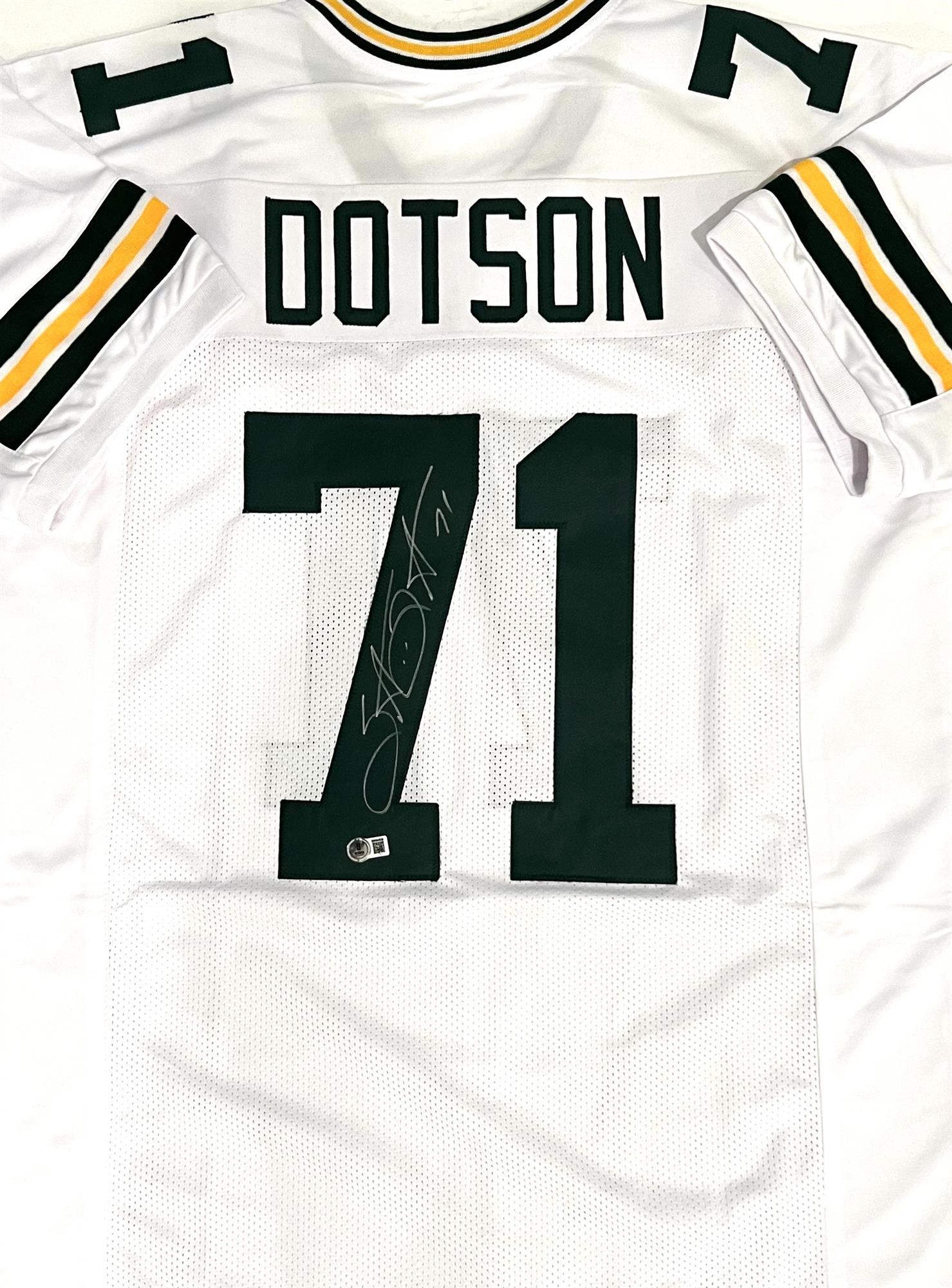SANTANA DOTSON SIGNED CUSTOM REPLICA PACKERS WHITE JERSEY - BAS