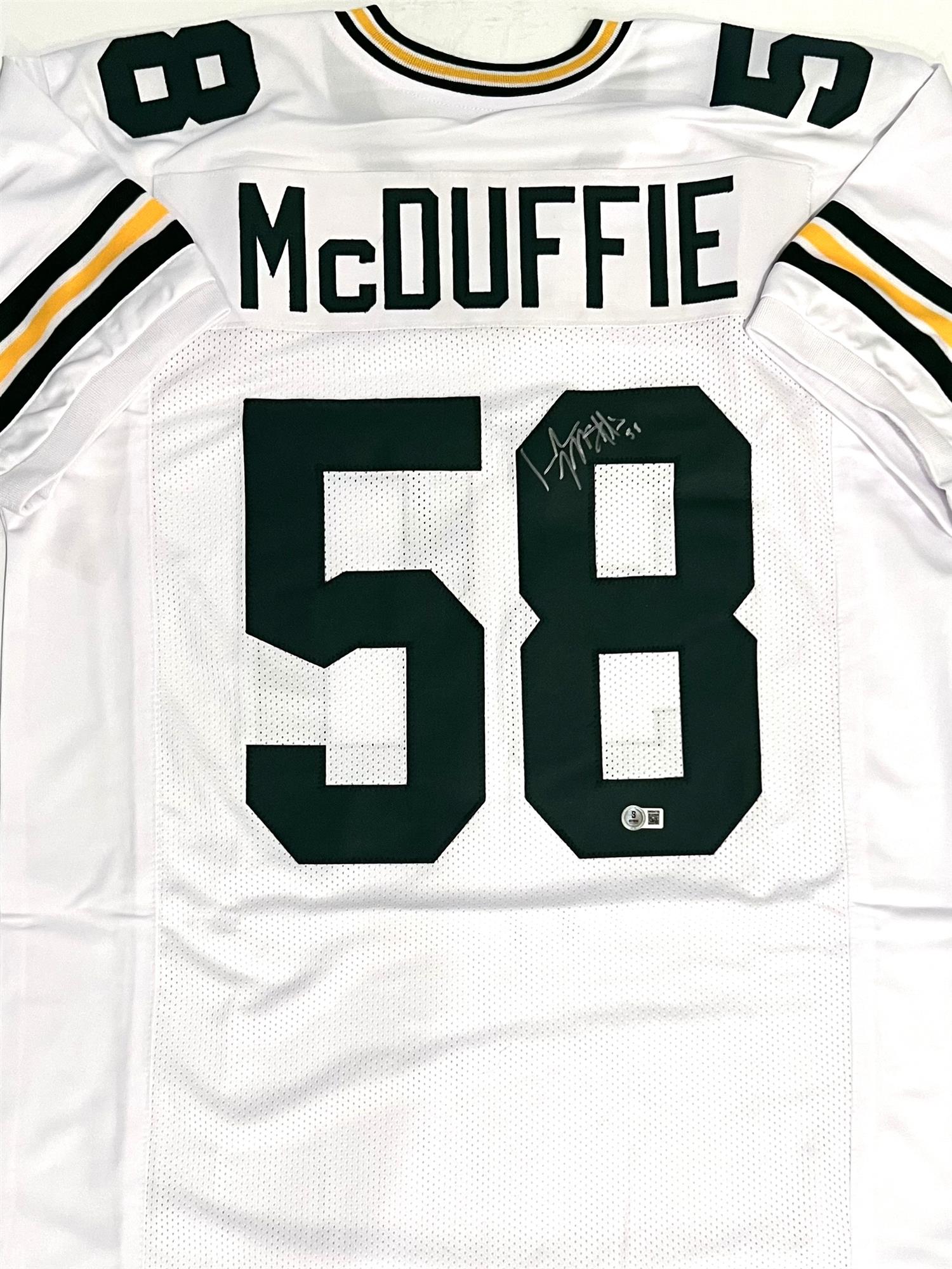 ISAIAH McDUFFIE SIGNED CUSTOM REPLICA WHITE PACKERS JERSEY - BAS