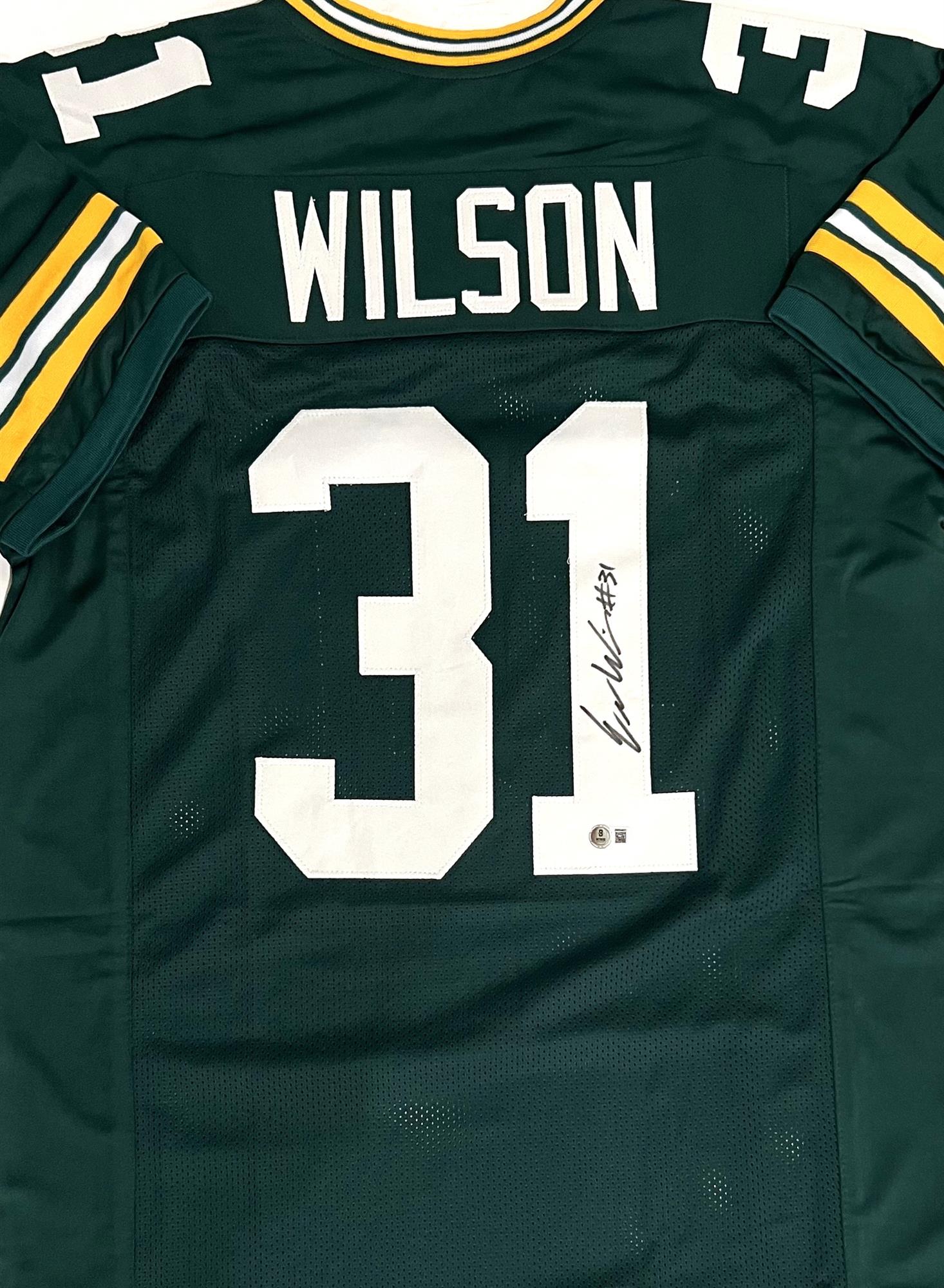 EMANUEL WILSON SIGNED CUSTOM REPLICA GREEN PACKERS JERSEY - BAS