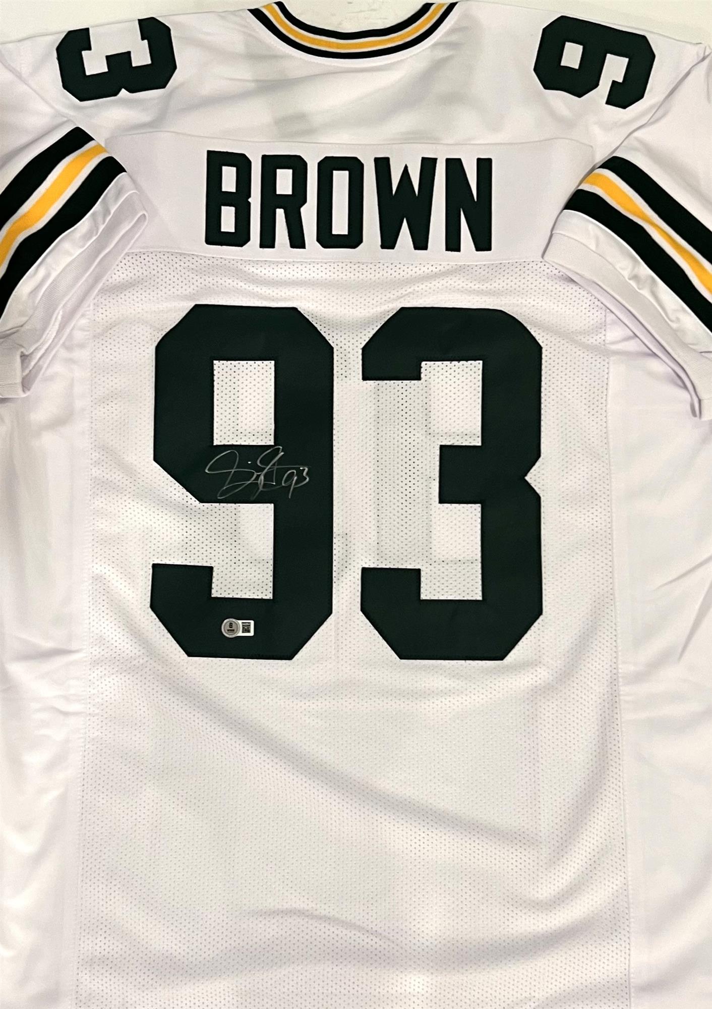 GILBERT BROWN SIGNED CUSTOM REPLICA PACKERS WHITE JERSEY - BAS