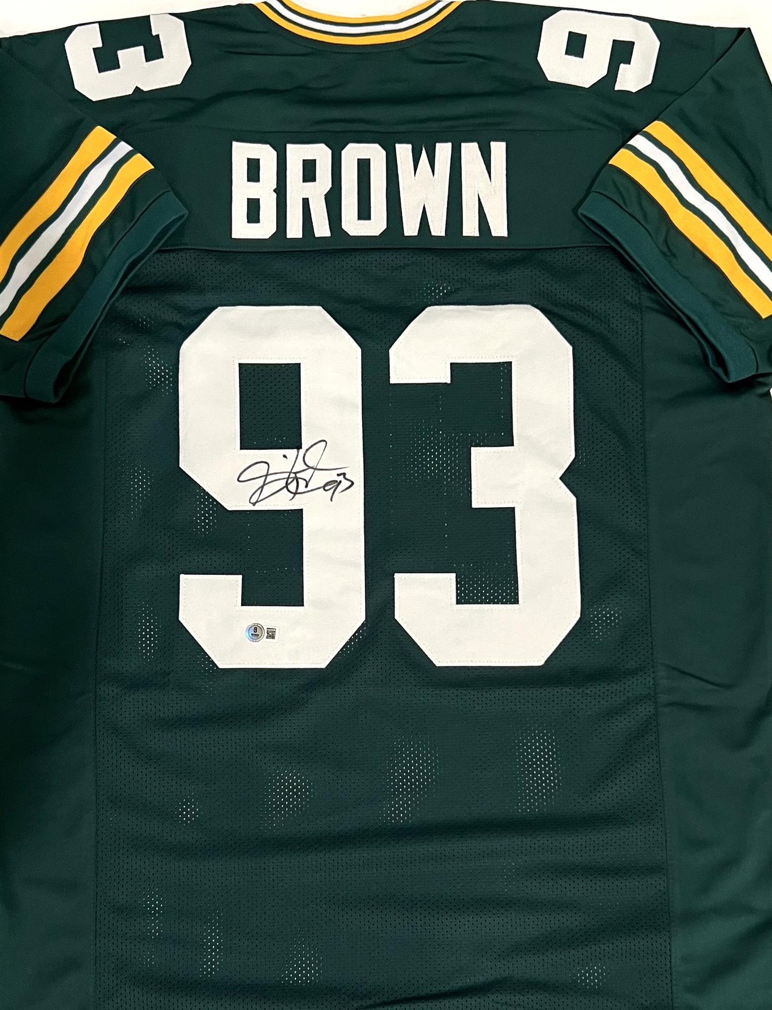 GILBERT BROWN SIGNED CUSTOM REPLICA PACKERS GREEN JERSEY - BAS