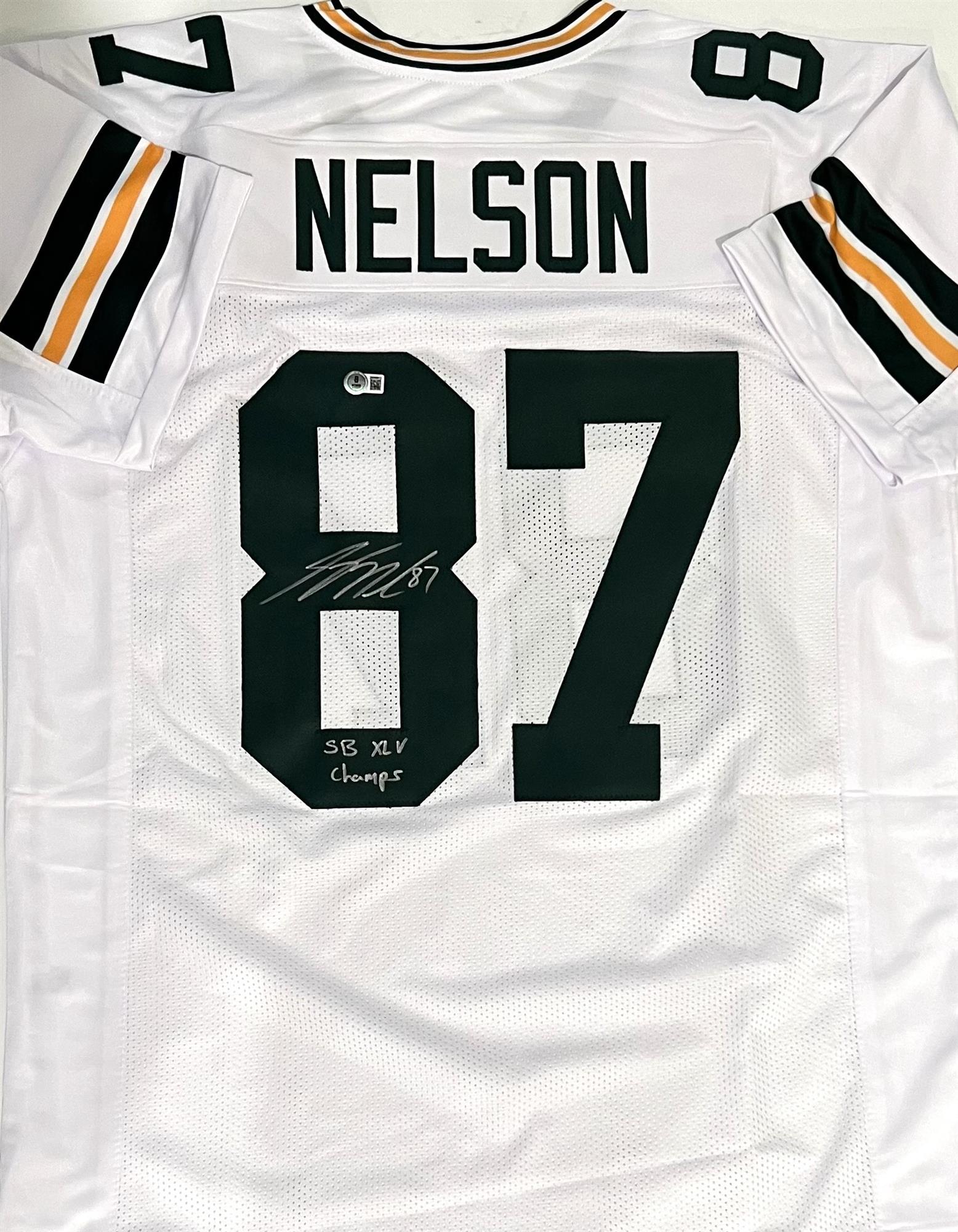 JORDY NELSON SIGNED CUSTOM REPLICA WHITE PACKERS JERSEY W/ SB XLV - BAS