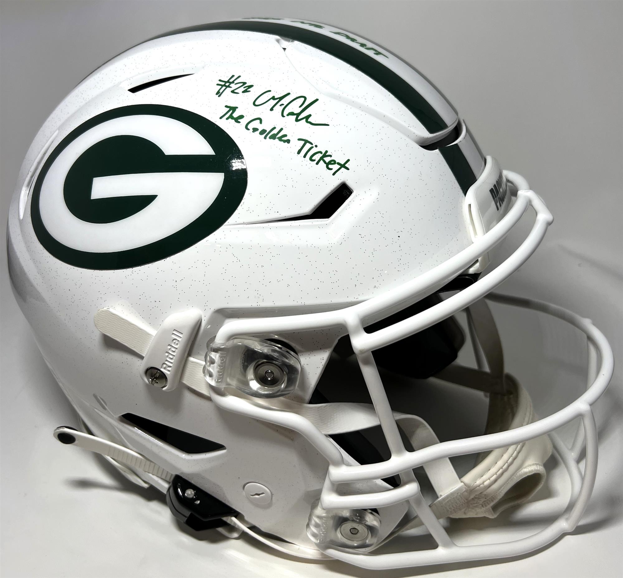 MATTHEW GOLDEN SIGNED FULL SIZE PACKERS AUTHENTIC ALTERNATE WHITE SPEED FLEX HELMET - BAS
