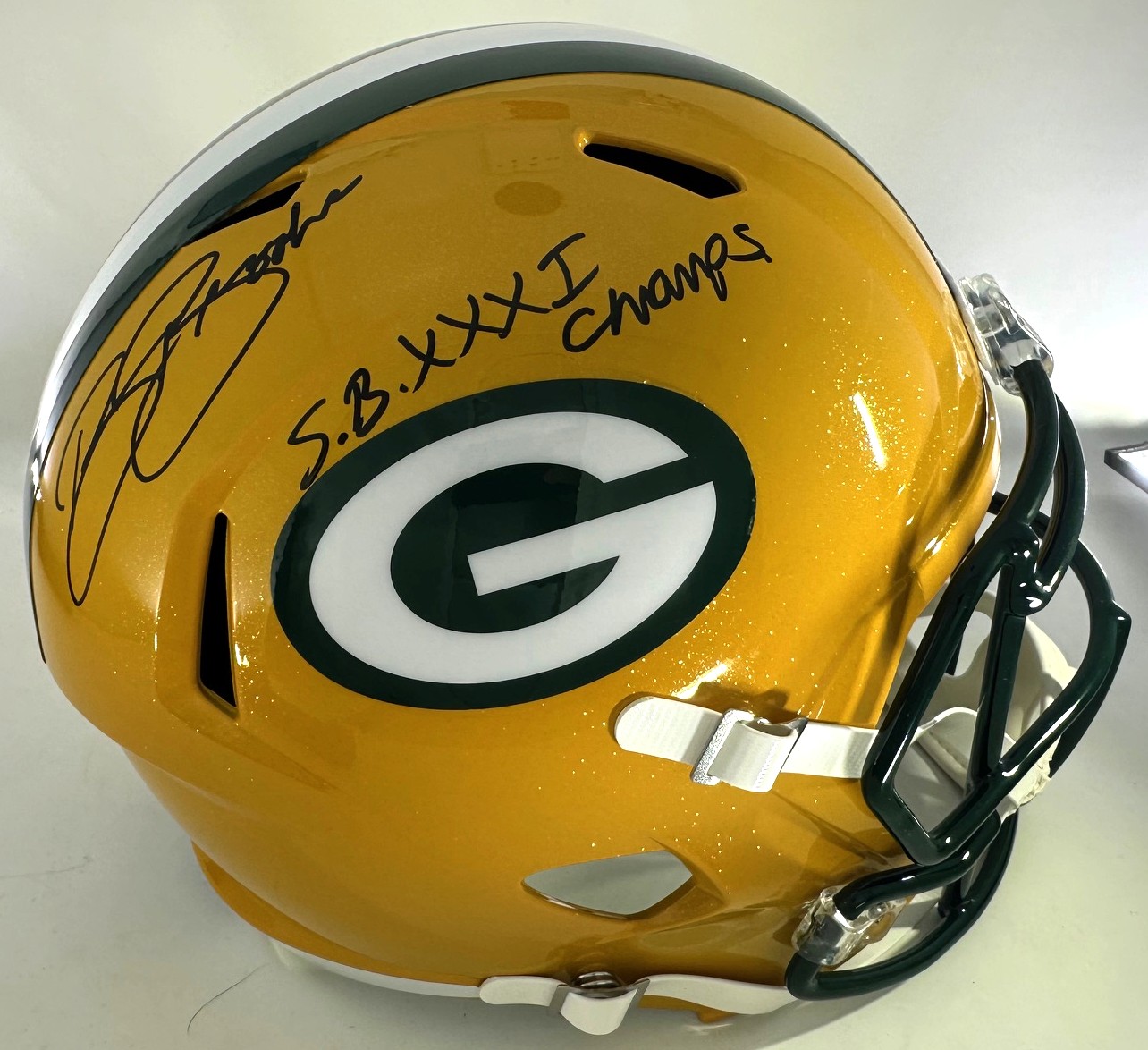 ROBERT BROOKS SIGNED FULL SIZE PACKERS REPLICA HELMET W/ SB XXXI - BAS