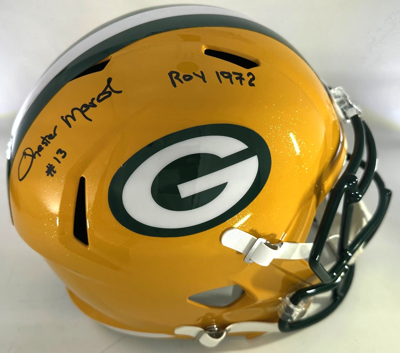 CHESTER MARCOL SIGNED FULL SIZE PACKERS REPLICA HELMET W/ ROY '72 - BAS