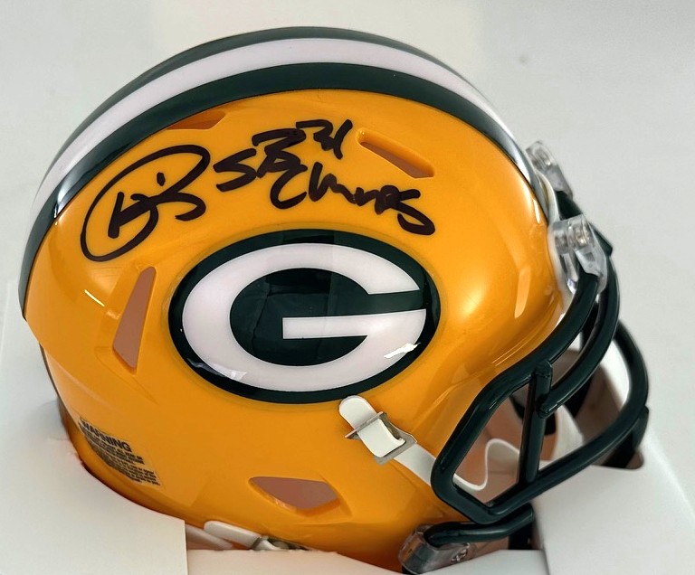 ANDRE RISON SIGNED RIDDELL PACKERS SPEED MINI HELMET W/ "SB 31 CHAMPS" - BAS