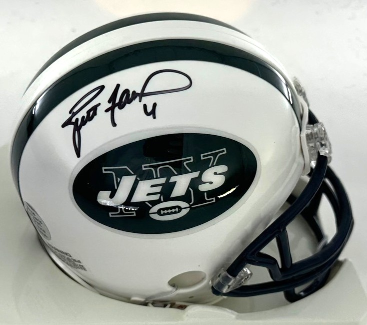 BRETT FAVRE SIGNED RIDDELL VSR4 JETS MINI HELMET