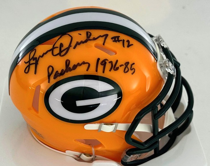 LYNN DICKEY SIGNED RIDDELL PACKERS SPEED MINI HELMET W/ 1976-85 - BAS