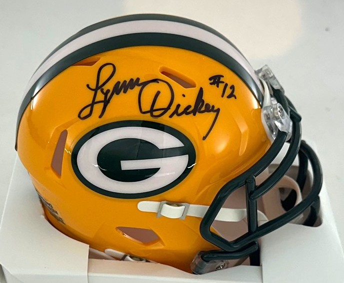 LYNN DICKEY SIGNED RIDDELL PACKERS SPEED MINI HELMET - BAS