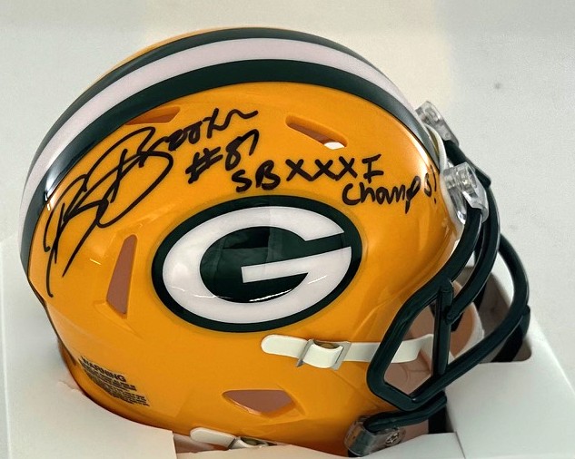 ROBERT BROOKS SIGNED PACKERS SPEED MINI HELMET W/ SB XXXI - BAS