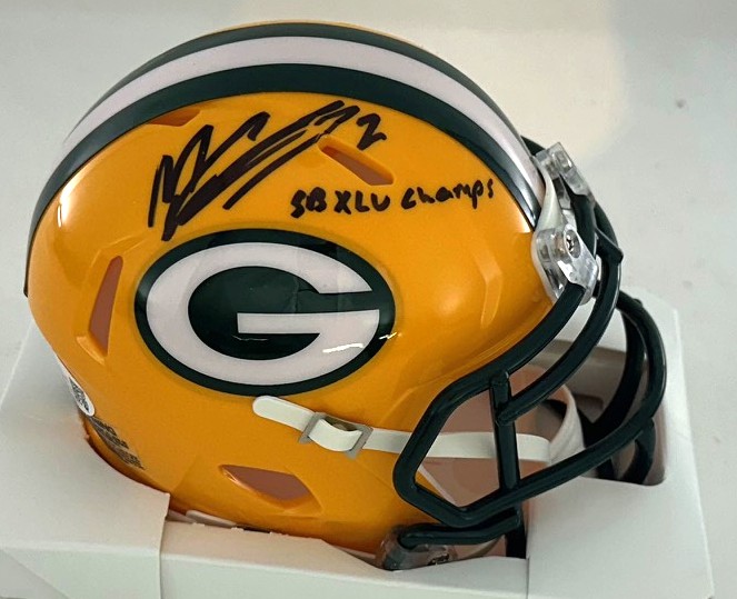 MASON CROSBY SIGNED PACKERS SPEED MINI HELMET W/ XLV CHAMPS - JSA