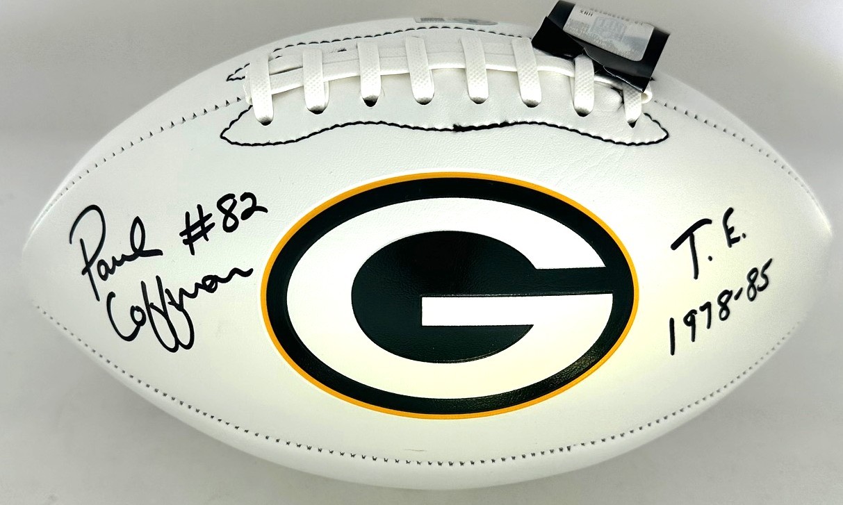 PAUL COFFMAN SIGNED WILSON PACKERS LOGO WHITE PANEL FOOTBALL W/ 1978-85 - BAS