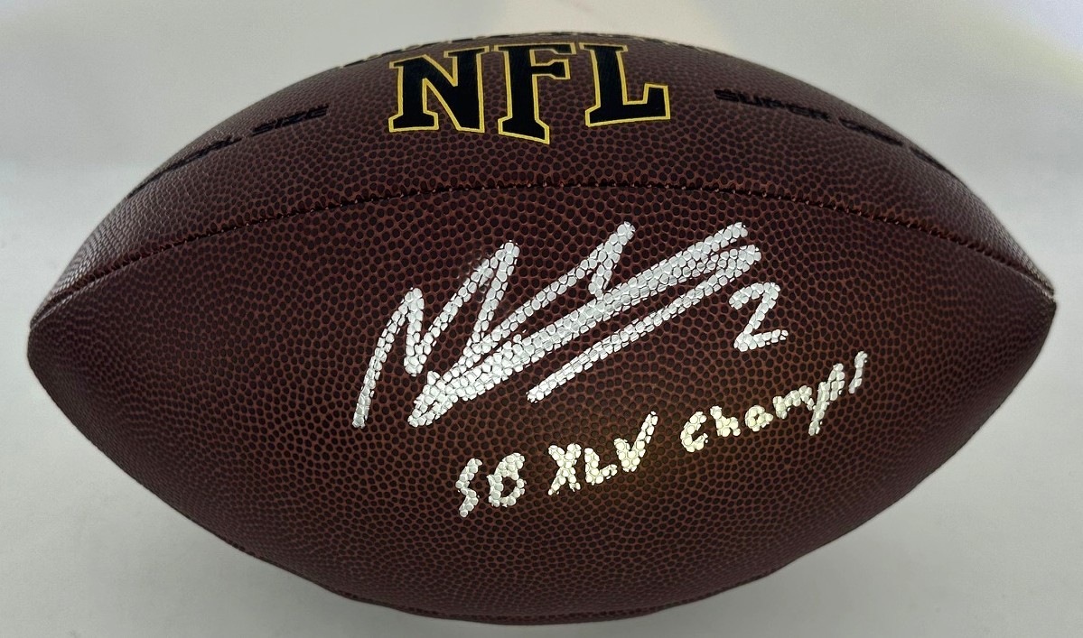 MASON CROSBY SIGNED WILSON NFL BROWN REPLICA FOOTBALL W/ SB XLV - PACKERS - JSA