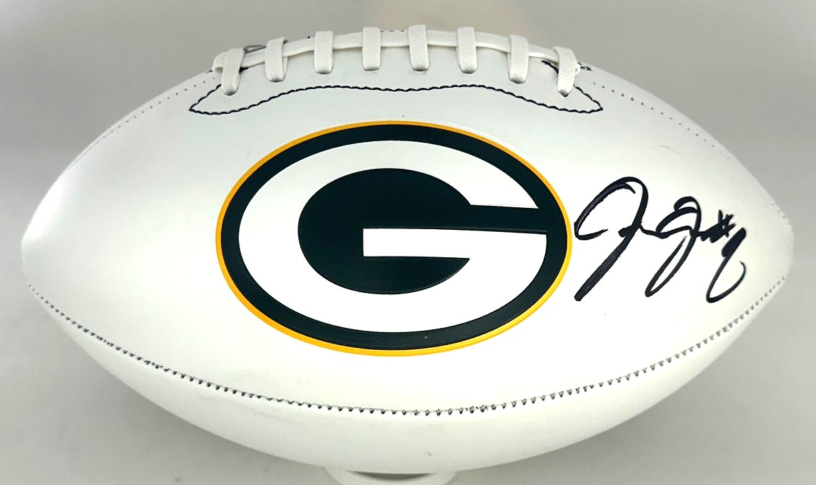 JOSH JACOBS SIGNED WILSON WHITE PANEL PACKERS LOGO FOOTBALL - BAS