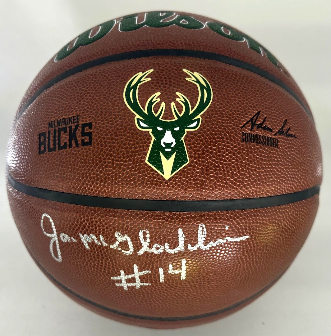 JON McGLOCKLIN SIGNED WILSON REPLICA BUCKS LOGO BASKETBALL - JSA