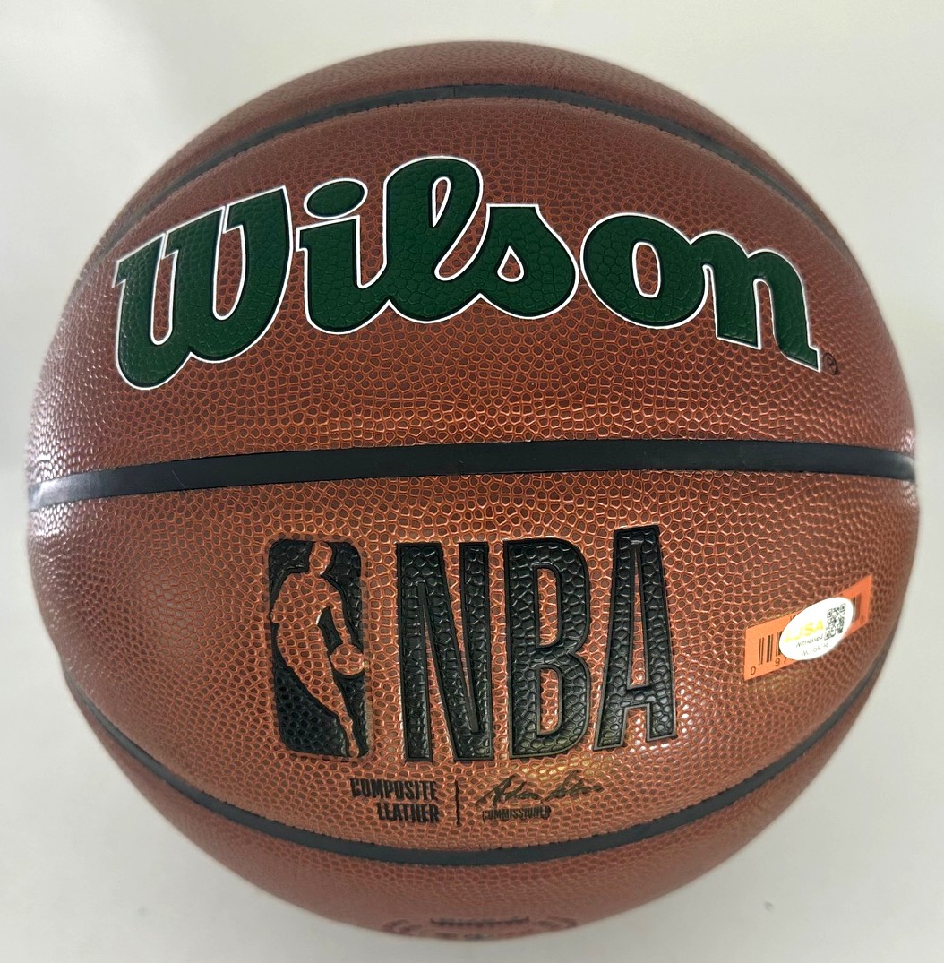 JON McGLOCKLIN SIGNED WILSON REPLICA BUCKS LOGO BASKETBALL - JSA