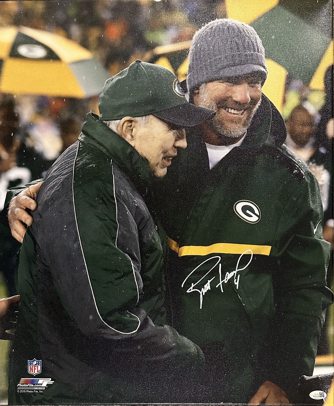 BRETT FAVRE SIGNED 20X24 STRETCHED PACKERS CANVAS - JSA