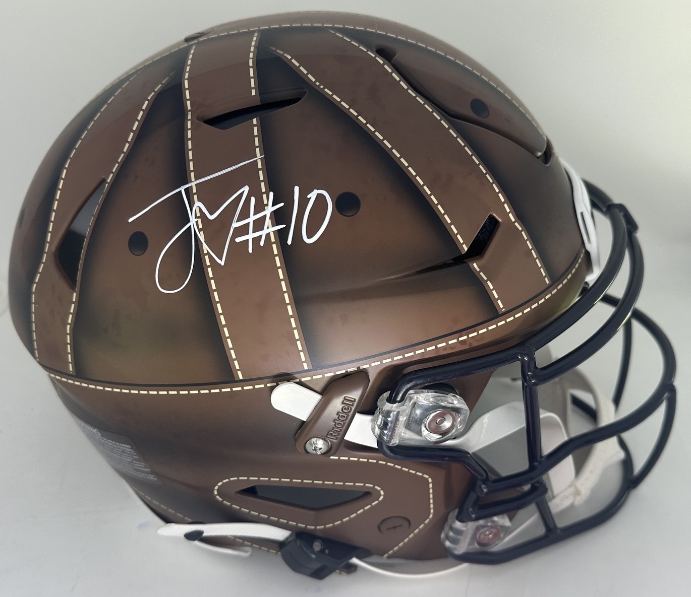 JORDAN LOVE SIGNED FULL SIZE PACKERS 2025 ALTERNATE ON FIELD AUTHENTIC SPEED FLEX HELMET - BAS