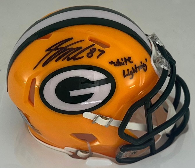 JORDY NELSON SIGNED PACKERS MINI HELMET W/ WHITE LIGHTNING - BAS