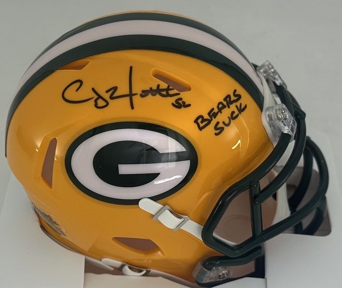 CLAY MATTHEWS SIGNED RIDDELL PACKERS SPEED MINI HELMET W/ BEARS SUCK - BAS