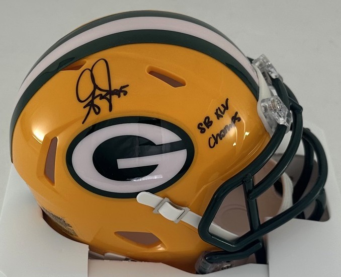 GREG JENNINGS SIGNED PACKERS SPEED MINI HELMET W/ SB XLV - BAS