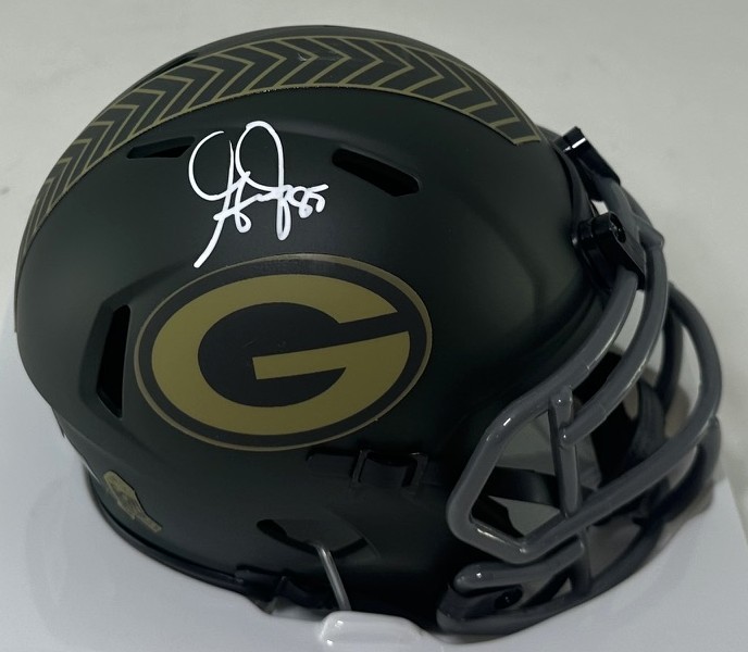 GREG JENNINGS SIGNED PACKERS 2025 SALUTE SPEED MINI HELMET - BAS