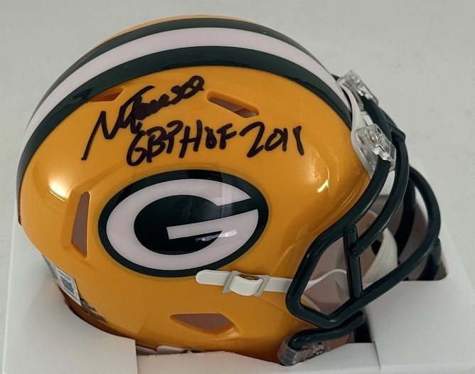 MARK TAUSCHER SIGNED PACKERS SPEED MINI HELMET W/ GBP HOF- BAS