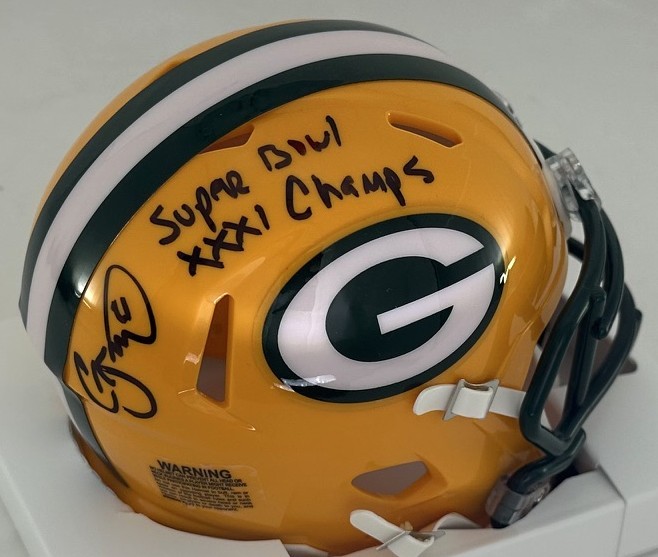 CRAIG NEWSOME SIGNED PACKERS SPEED MINI HELMET W/ SB XXXI - BAS
