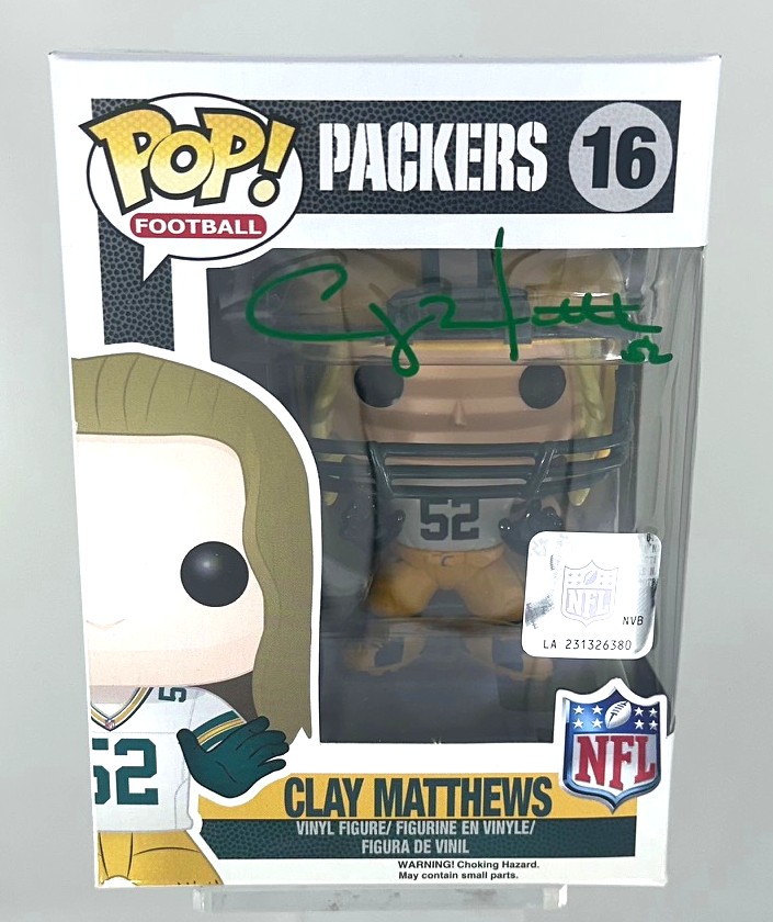 CLAY MATTHEWS SIGNED PACKERS POP FUNKO FIGURE #16 - JSA