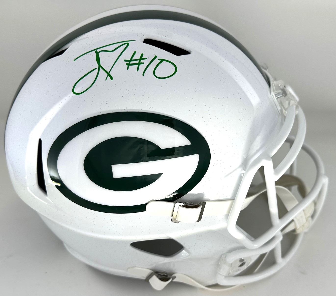 JORDAN LOVE SIGNED FULL SIZE PACKERS 2024 ALTERNATE WHITE REPLICA SPEED HELMET - BAS