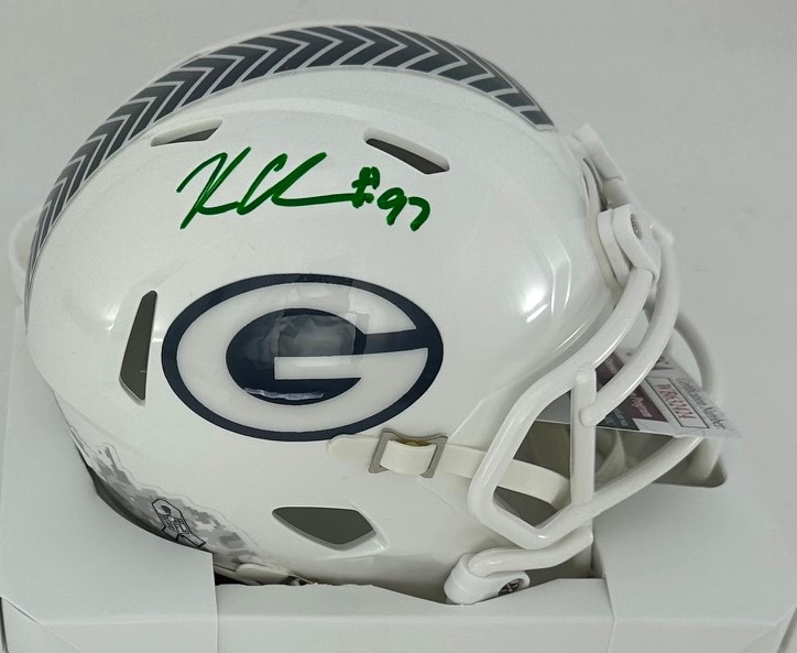 KENNY CLARK SIGNED RIDDELL PACKERS 2024 SALUTE SPEED MINI HELMET - JSA Copy