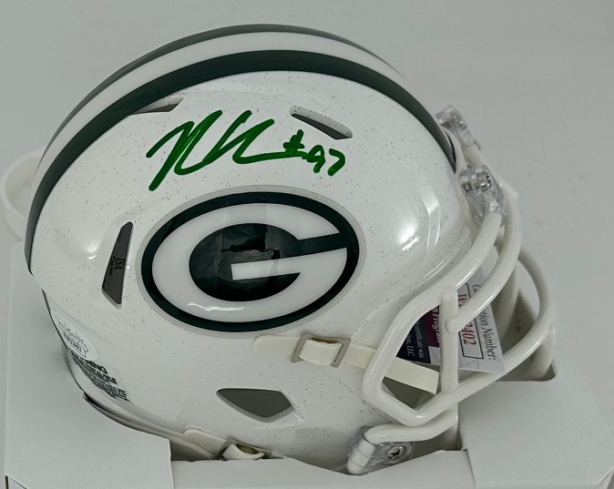 KENNY CLARK SIGNED RIDDELL PACKERS ALTERNATE WHITE SPEED MINI HELMET - JSA