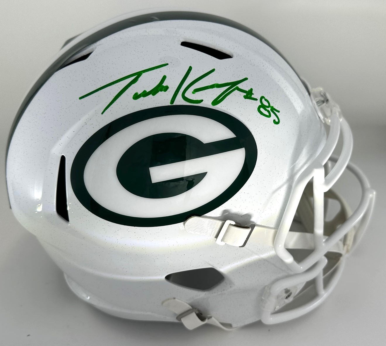 TUCKER KRAFT SIGNED FULL SIZE PACKERS REPLICA ALTERNATE SPEED HELMET - JSA TUCKER KRAFT SIGNED FULL SIZE PACKERS REPLICA ALTERNATE SPEED HELMET - JSA