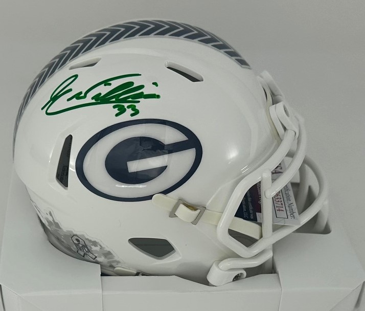 EVAN WILLIAMS SIGNED RIDDELL PACKERS 2024 SALUTE SPEED MINI HELMET - JSA