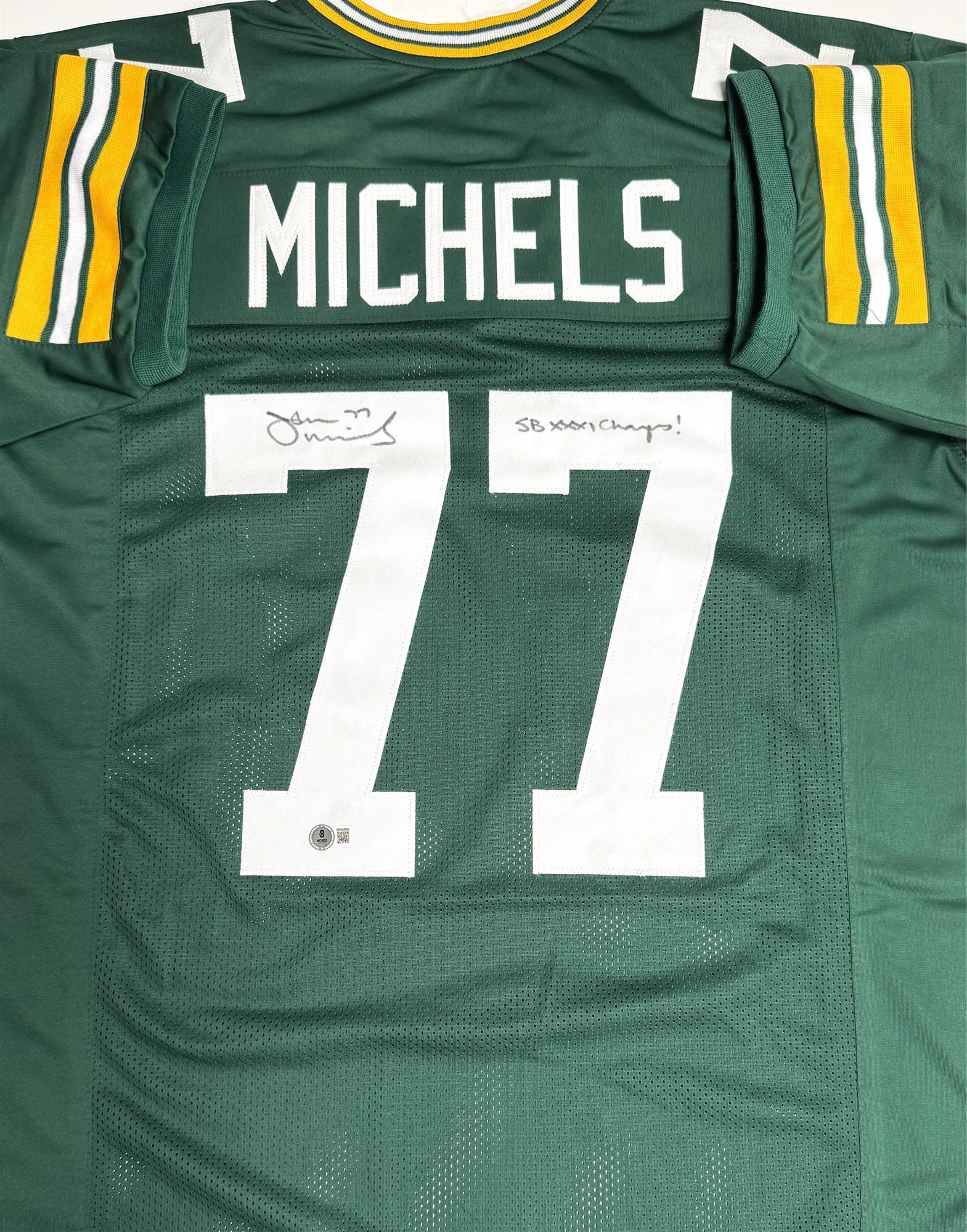 JOHN MICHELS SIGNED CUSTOM REPLICA PACKERS JERSEY W/ SB XXXI - BAS