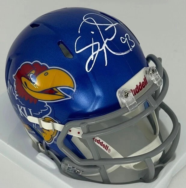 GILBERT BROWN SIGNED RIDDELL KANSAS JAYHAWKS SPEED MINI HELMET - BAS