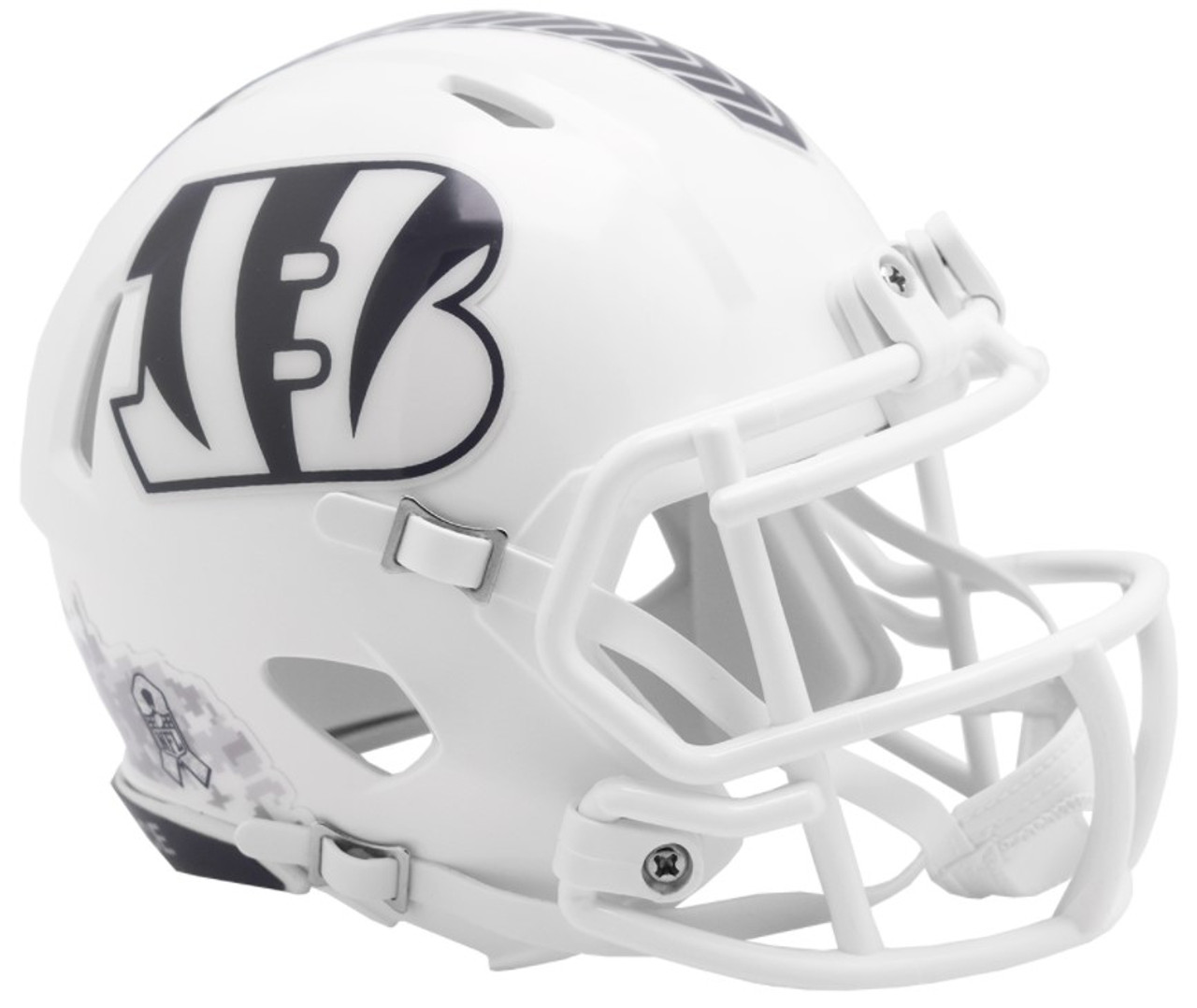 CINCINNATI BENGALS UNSIGNED RIDDELL 2024 NFL SALUTE TO SERVICE SPEED MINI HELMET