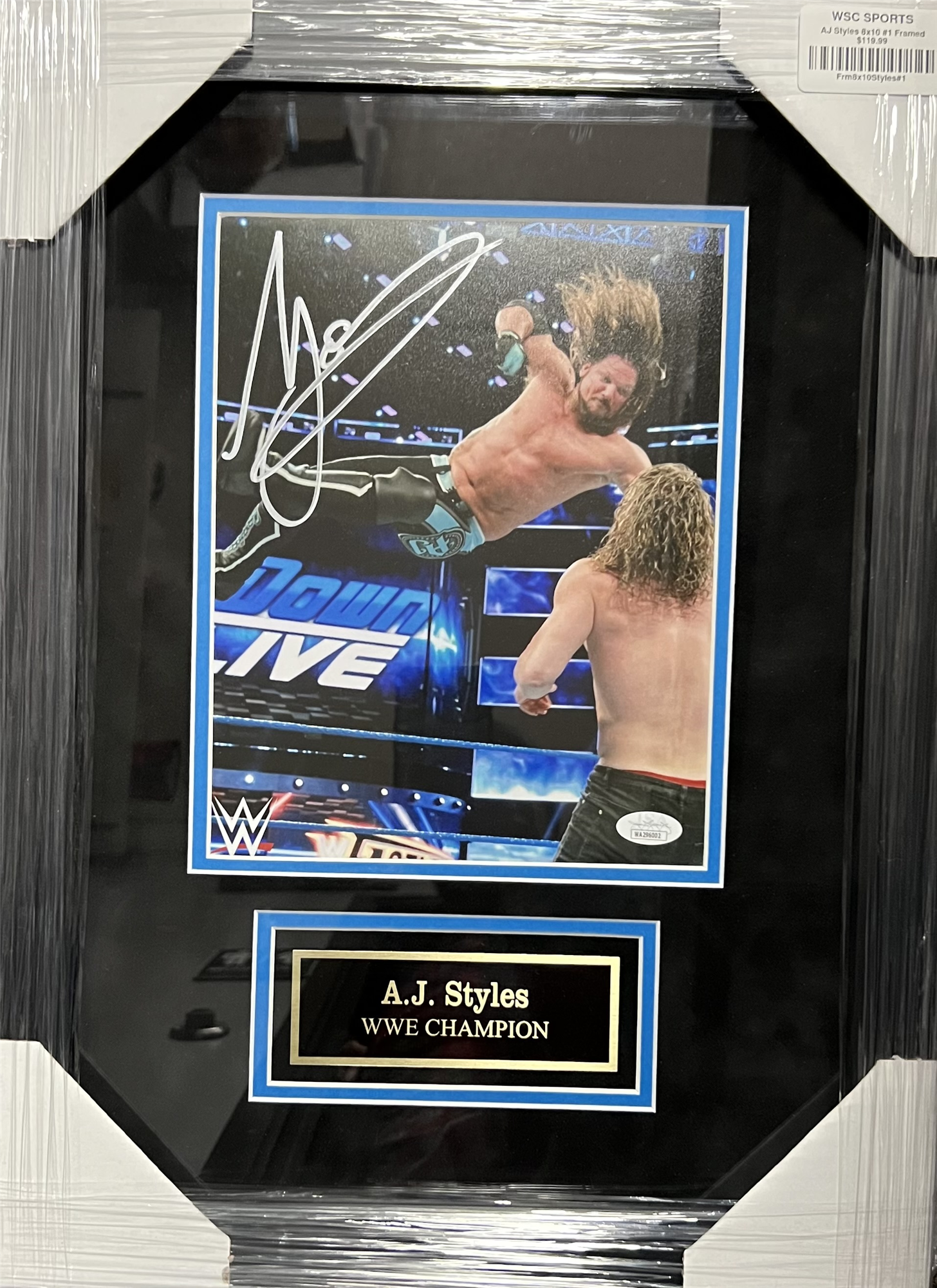 AJ STYLES FRAMED SIGNED 8X10 PHOTO