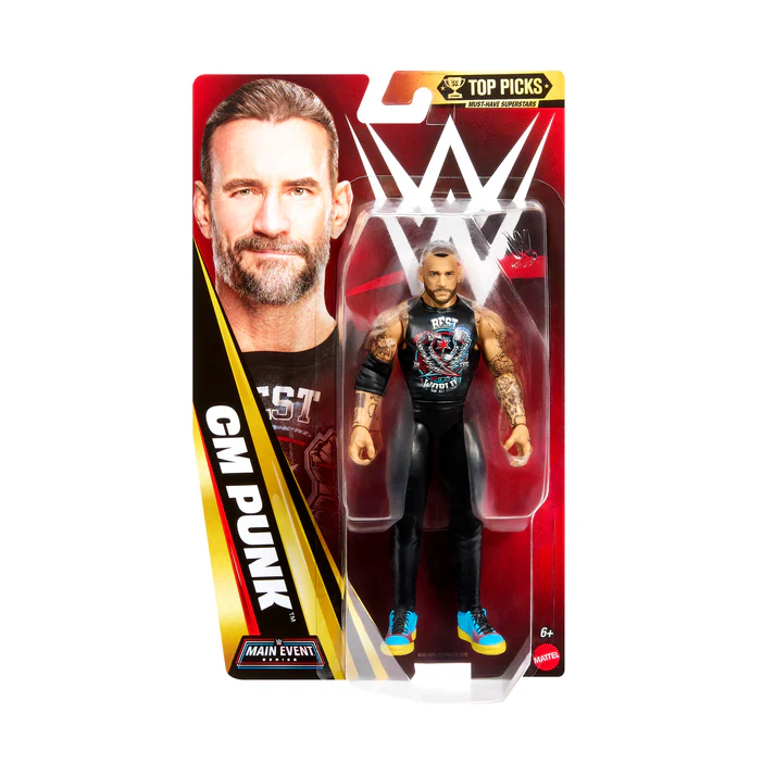 CM PUNK ACTION FIGURE - WWE MAIN EVENT SERIES TOP PICKS