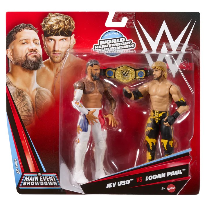 JEY USO V LOGAN PAUL ACTION FIGURES - WWE MAIN EVENT CHAMPIONSHIP SHOWDOWN 2026 SERIES 27