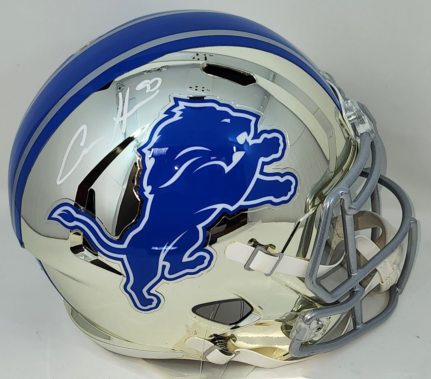 AIDAN HUTCHINSON SIGNED FULL SIZE REPLICA CHROME SPEED LIONS HELMET - BAS AIDAN HUTCHINSON SIGNED FULL SIZE REPLICA CHROME SPEED LIONS HELMET - BAS