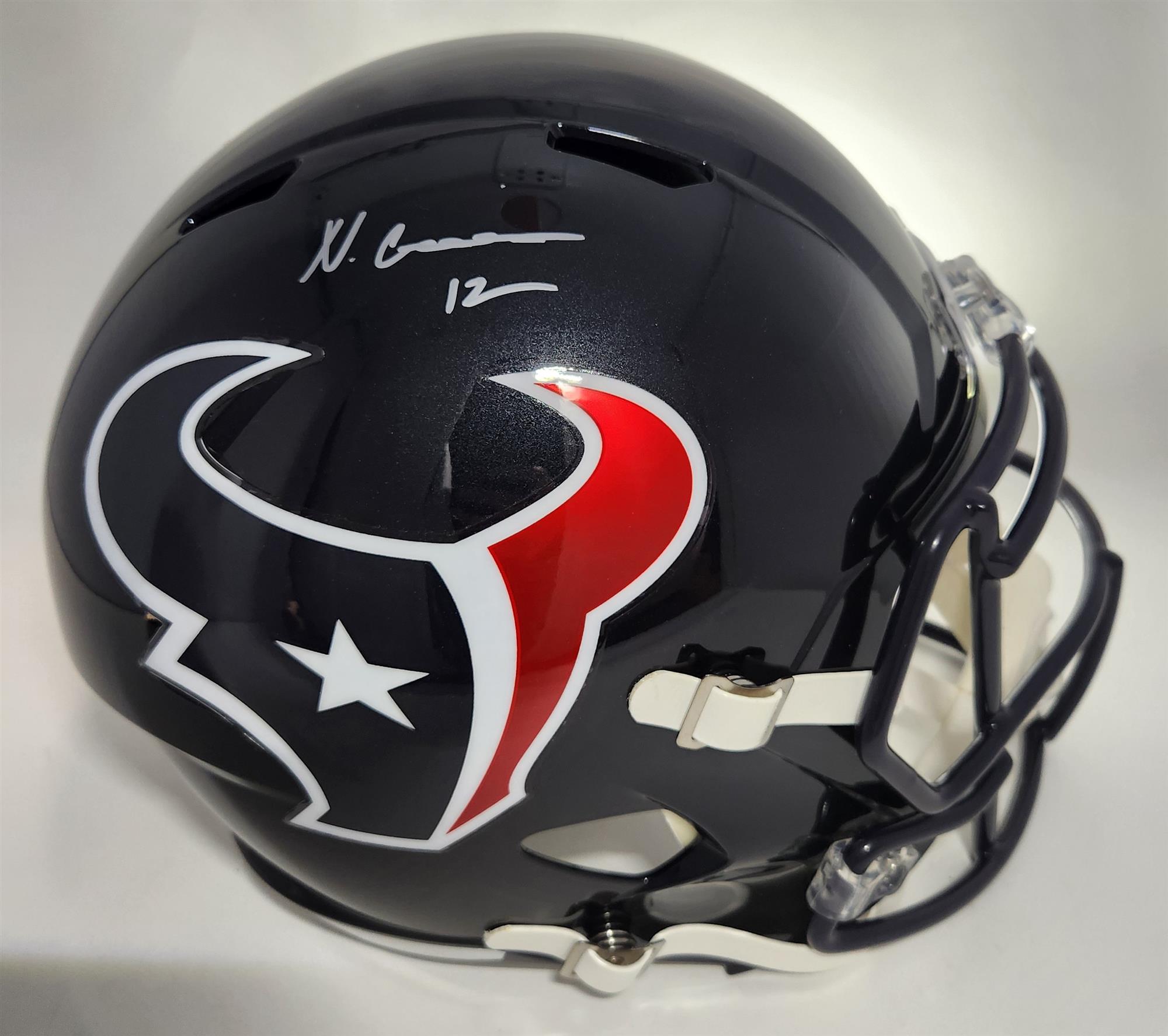 NICO COLLINS SIGNED FULL SIZE TEXANS REPLICA SPEED HELMET - BAS