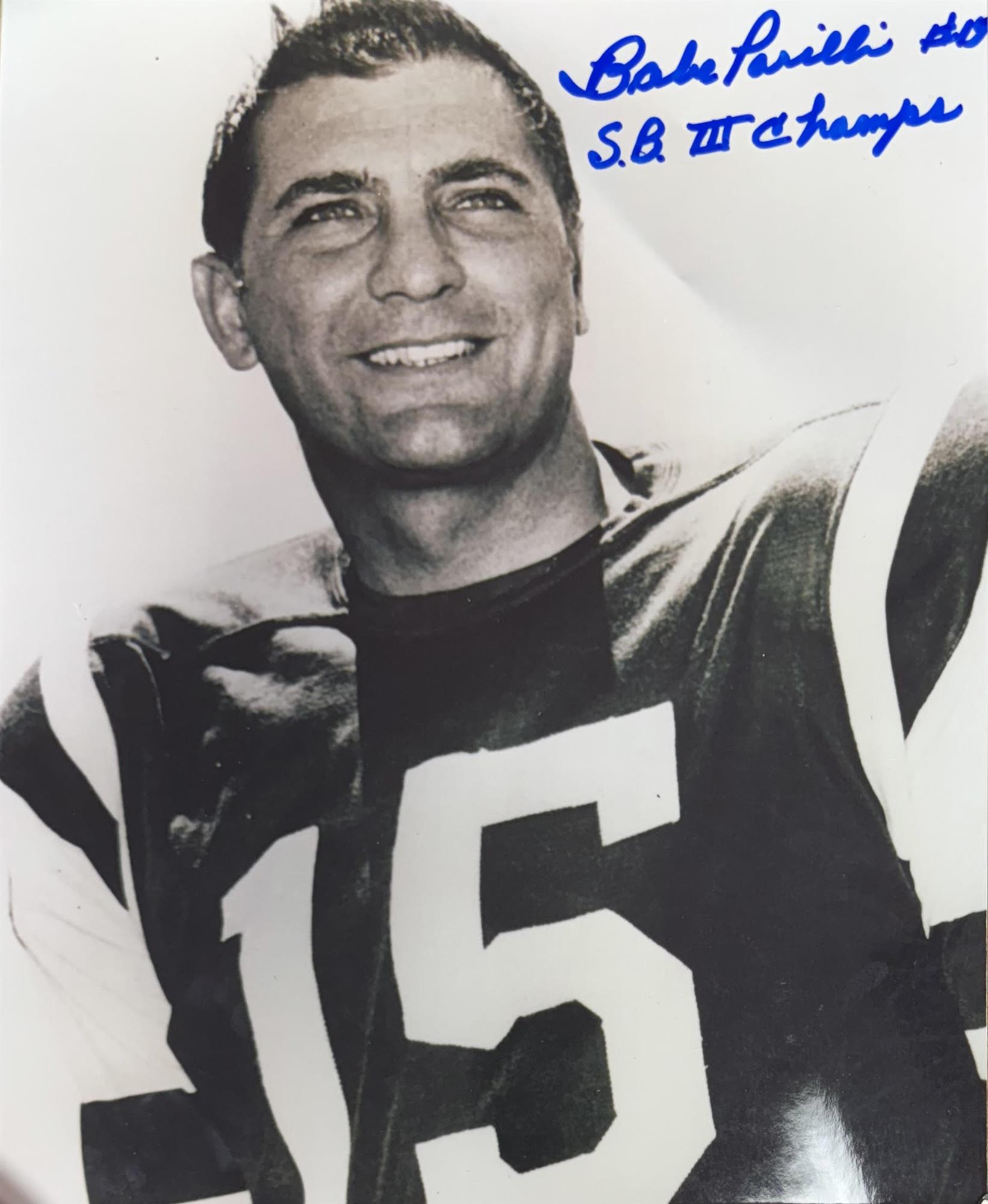 BABE PARILLI SIGNED 8X10 JETS PHOTO #5