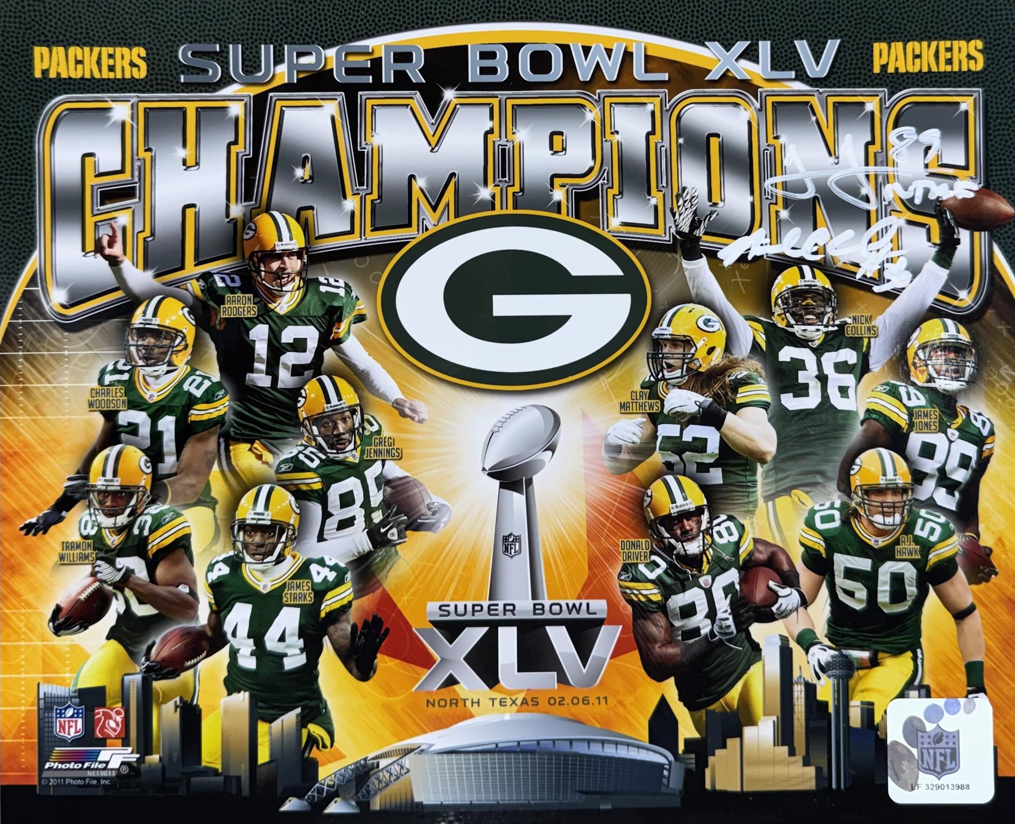 NICK COLLINS / JAMES JONES DUAL SIGNED 8X10 PACKERS PHOTO