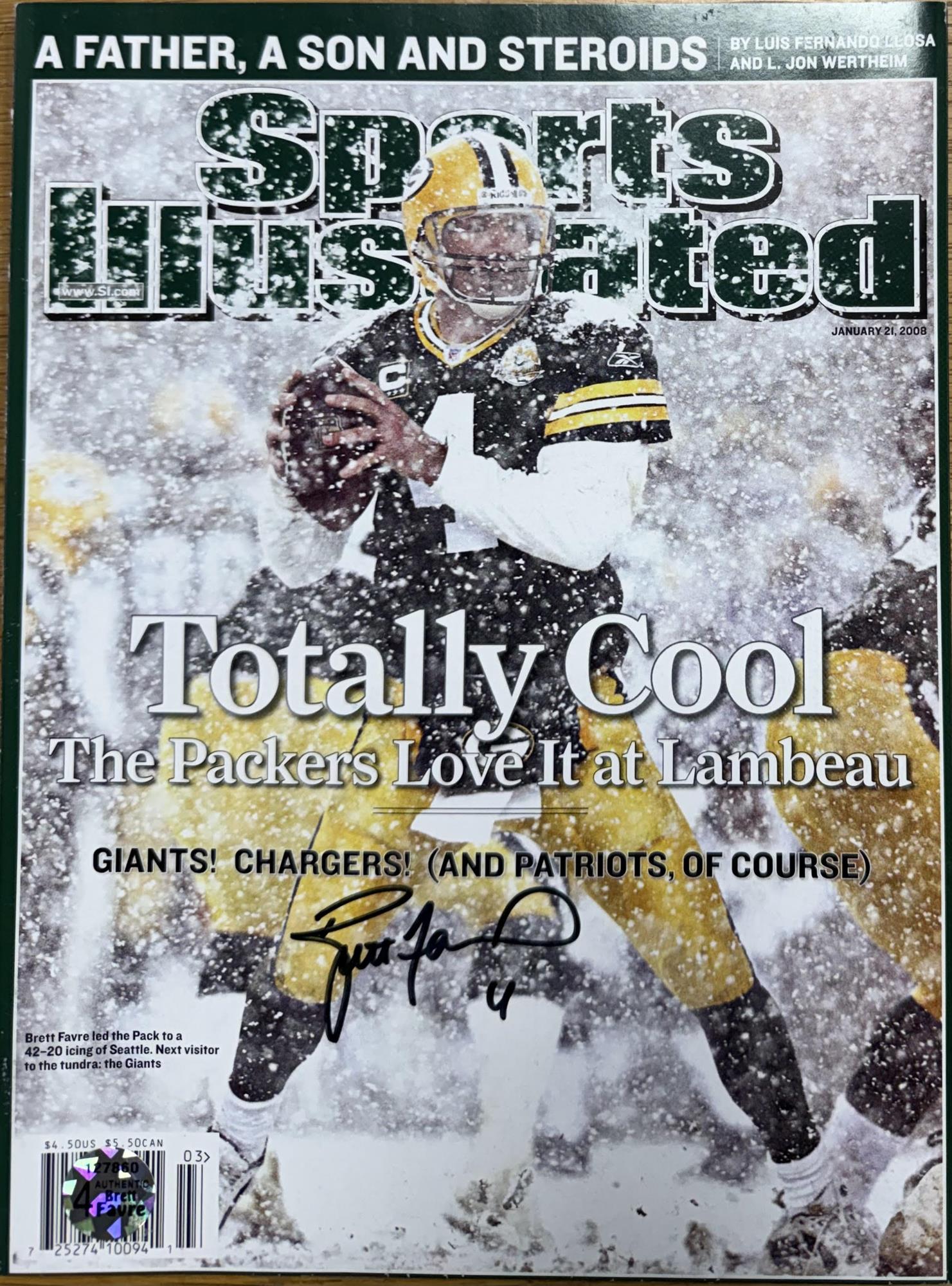 BRETT FAVRE SIGNED PACKERS SPORTS ILLUSTRATED (SI) MAGAZINE 1/21/08
